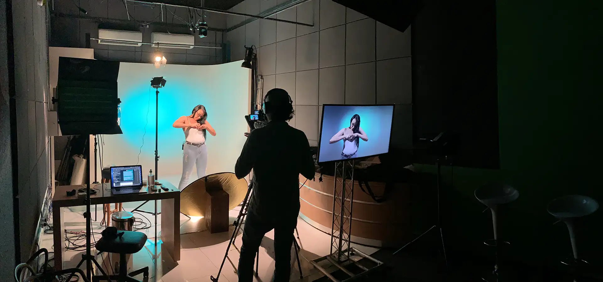 Produção documental em set de filmagem